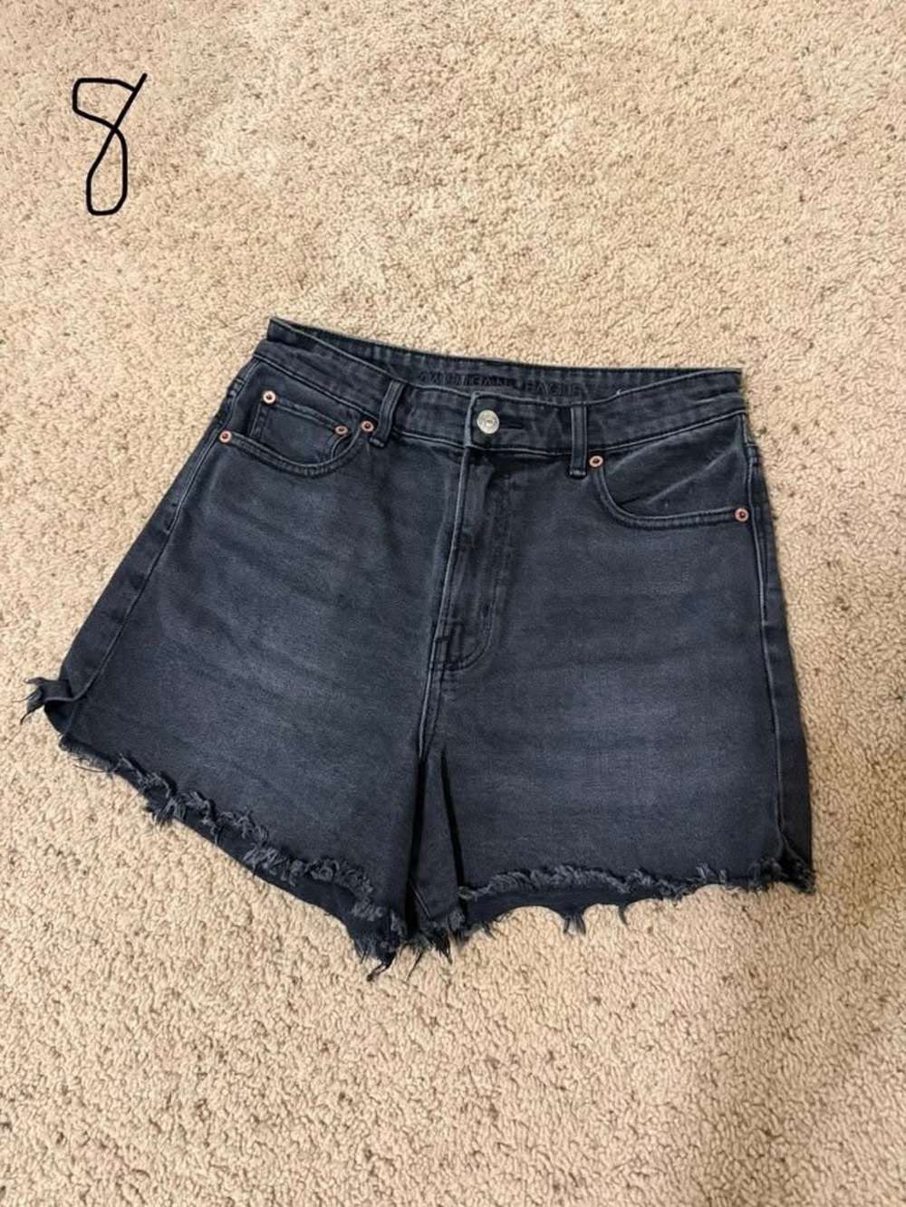 American Eagle Outfitters Black High-Rise Frayed Denim Shorts